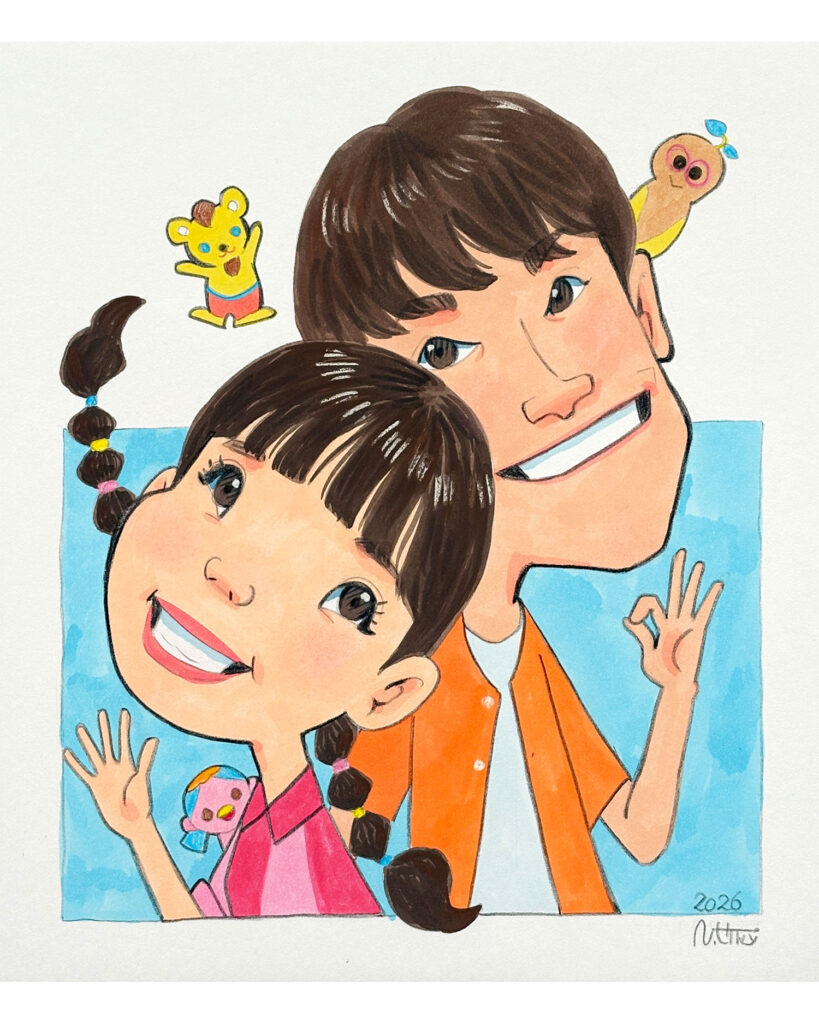 お母さんと一緒似顔絵