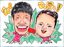 水谷選手と伊藤選手似顔絵