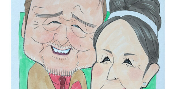 五大路子さんと大和田慎也さん似顔絵