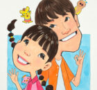 お母さんと一緒似顔絵