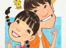 お母さんと一緒似顔絵