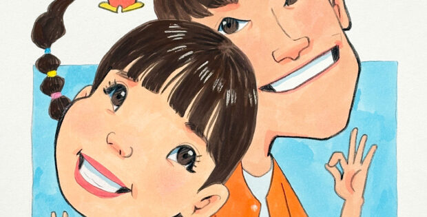 お母さんと一緒似顔絵